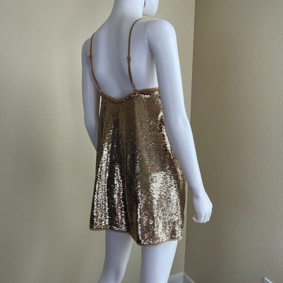 Free People Women's Size XS Time To Shine Gold Sequin Mini Slip Dress Party Y2K - Picture 12 of 16